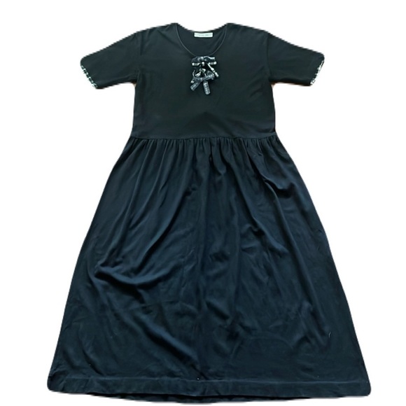 Kaneko Isao Midi Bows Front Short Sleeves Charcoal black Dress - Picture 1 of 9